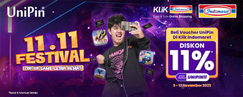 11.11 Festival – Beli Voucher UniPin di Klik Indomaret, Dapatkan Diskon hingga 11%